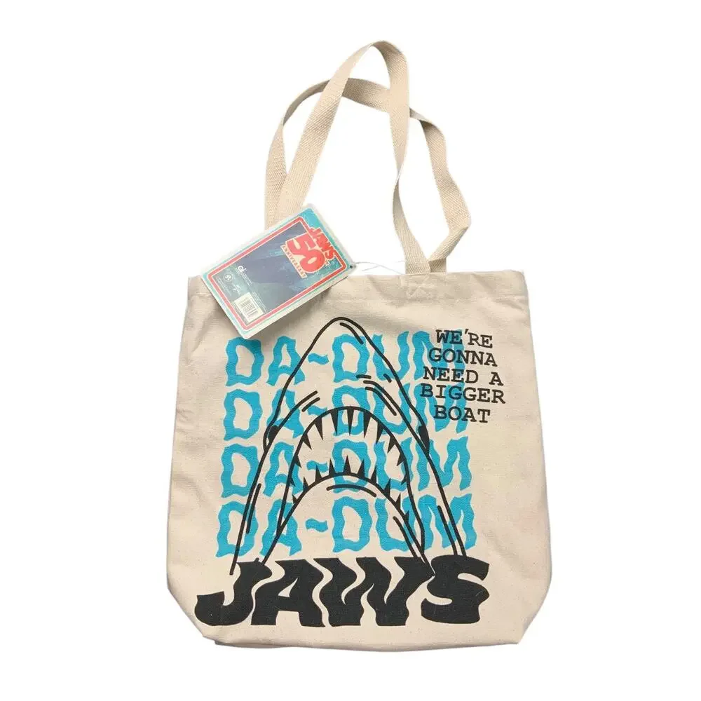 JAWS 50th Anniversary Canvas Tote Bag Bigger Boat Shark Movie NWT Universal